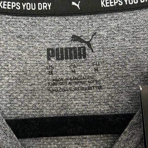 Puma Performance Heather Logo Training Tee Women's NWT Sz S Dark Gray Drycell - Picture 6 of 9